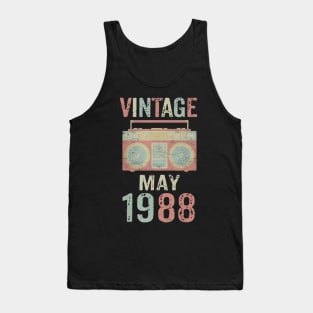 Born May 1988 Vintage Birthday Retro Ghetto Blaster Tank Top